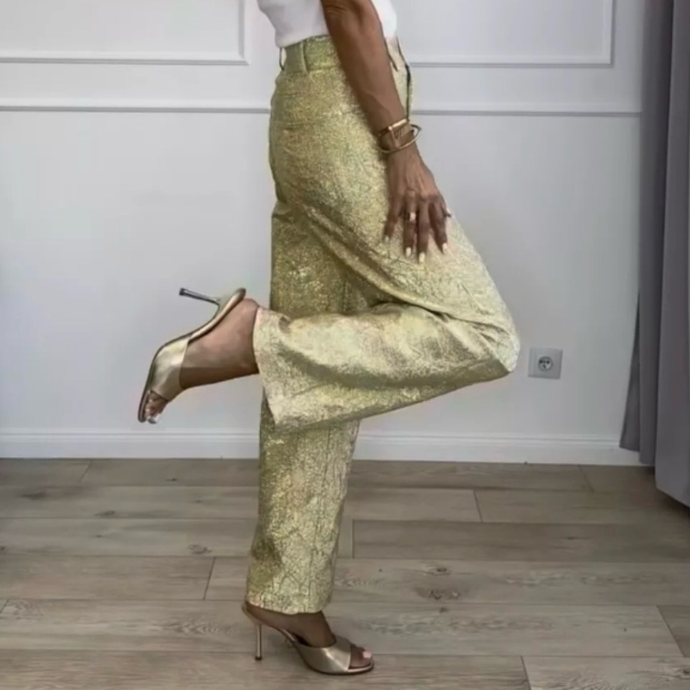Zara SHINY PANTS ZW COLLECTION NWT Sz, Med